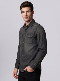Grey Full Sleeve Denim Shirt