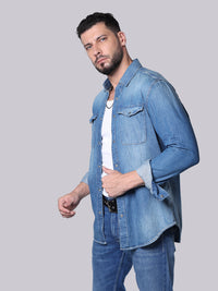 Med Blue Full Sleeve Denim Shirt