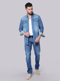 Med Blue Full Sleeve Denim Shirt