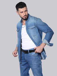 Med Blue Full Sleeve Denim Shirt