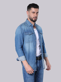 Med Blue Full Sleeve Denim Shirt