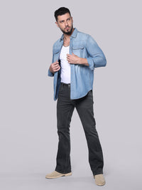 Med Blue Full Sleeve Denim Shirt