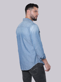 Med Blue Full Sleeve Denim Shirt