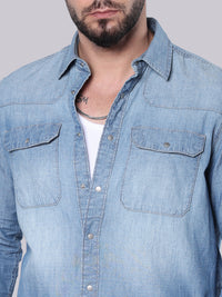 Med Blue Full Sleeve Denim Shirt