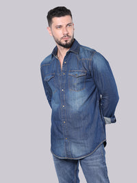 Med Blue Full Sleeve Denim Shirt