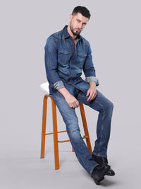 Med Blue Full Sleeve Denim Shirt