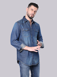 Med Blue Full Sleeve Denim Shirt