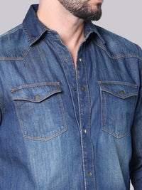 Med Blue Full Sleeve Denim Shirt