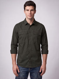 Charcoal Full Sleeve Cargo Shirt