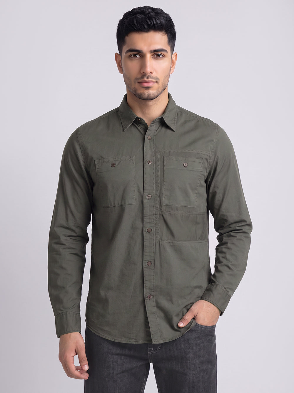 Deep Seige Full Sleeve Cargo Shirt