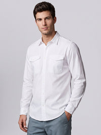White Full Sleeve Cargo Shirt