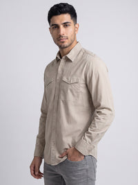 Beige Full Sleeve Cargo Shirt