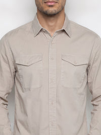 Beige Full Sleeve Cargo Shirt