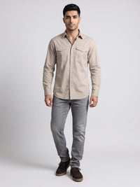 Beige Full Sleeve Cargo Shirt