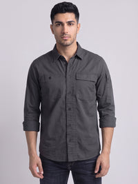 Lid Grey Full Sleeve Cargo Shirt