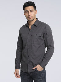 Lid Grey Full Sleeve Cargo Shirt
