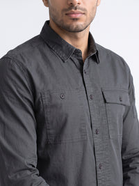 Lid Grey Full Sleeve Cargo Shirt