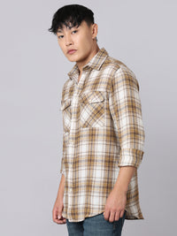 Yellow Beige Full Sleeve Check Shirt
