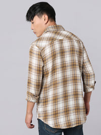 Yellow Beige Full Sleeve Check Shirt
