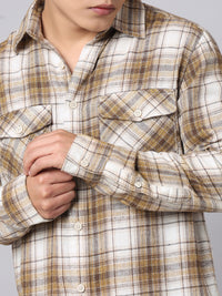 Yellow Beige Full Sleeve Check Shirt
