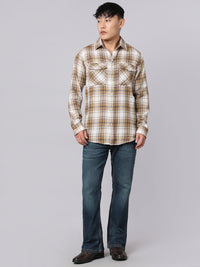 Yellow Beige Full Sleeve Check Shirt