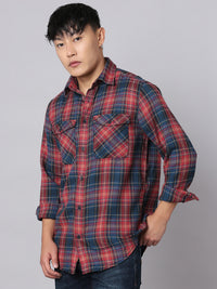 Red Blue Full Sleeve Check Shirt