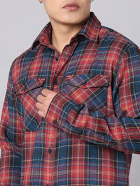 Red Blue Full Sleeve Check Shirt