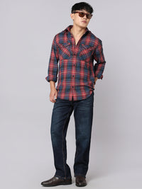 Red Blue Full Sleeve Check Shirt