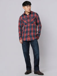 Red Blue Full Sleeve Check Shirt
