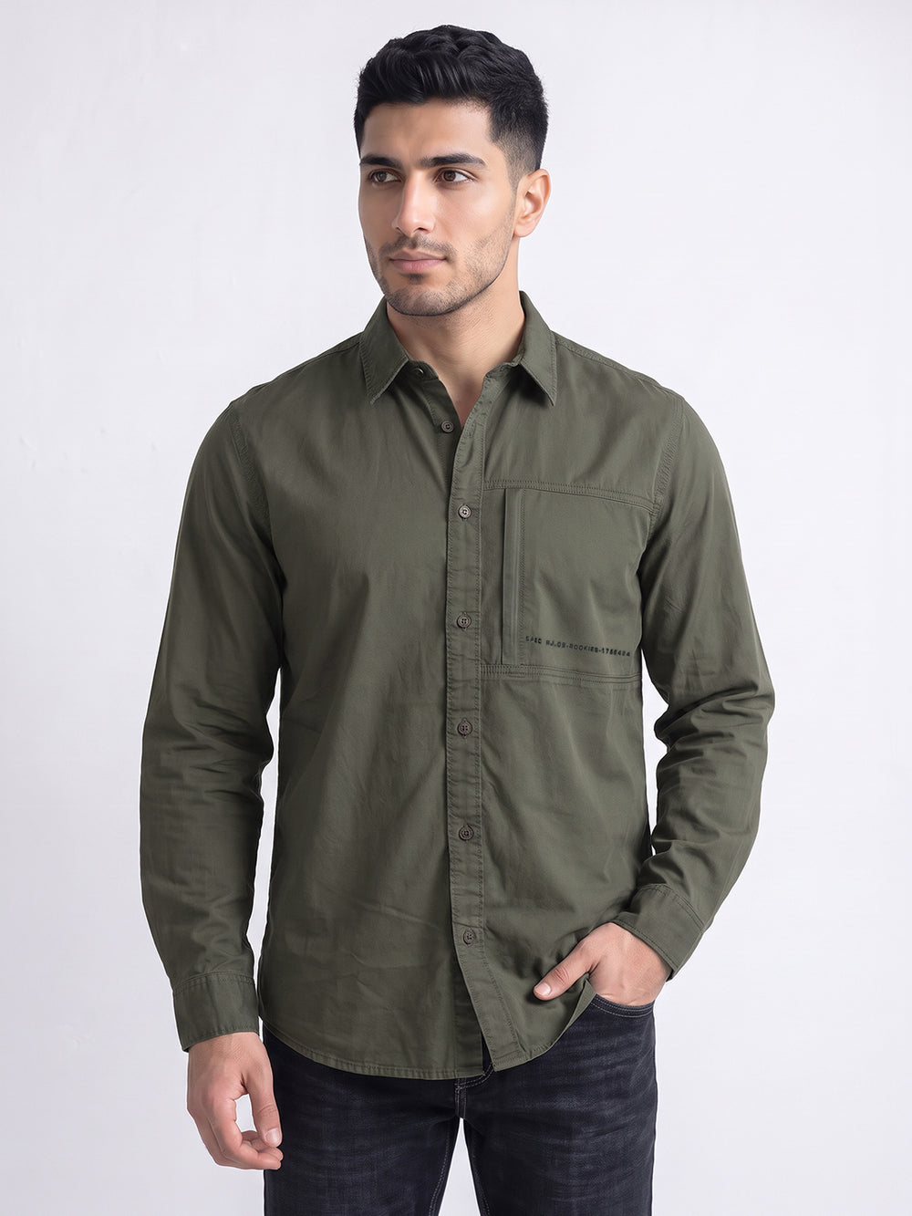 Olive Full Sleeve Cargo Shirt