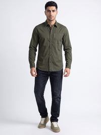 Olive Full Sleeve Cargo Shirt