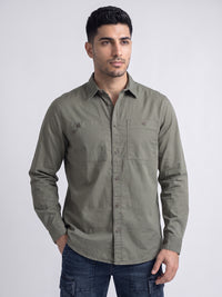 Seige Green Full Sleeve Cargo Shirt