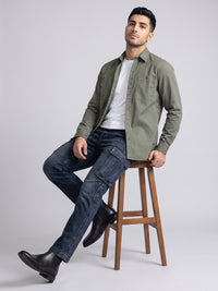 Seige Green Full Sleeve Cargo Shirt