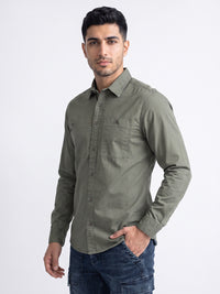 Seige Green Full Sleeve Cargo Shirt