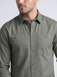 Seige Green Full Sleeve Cargo Shirt