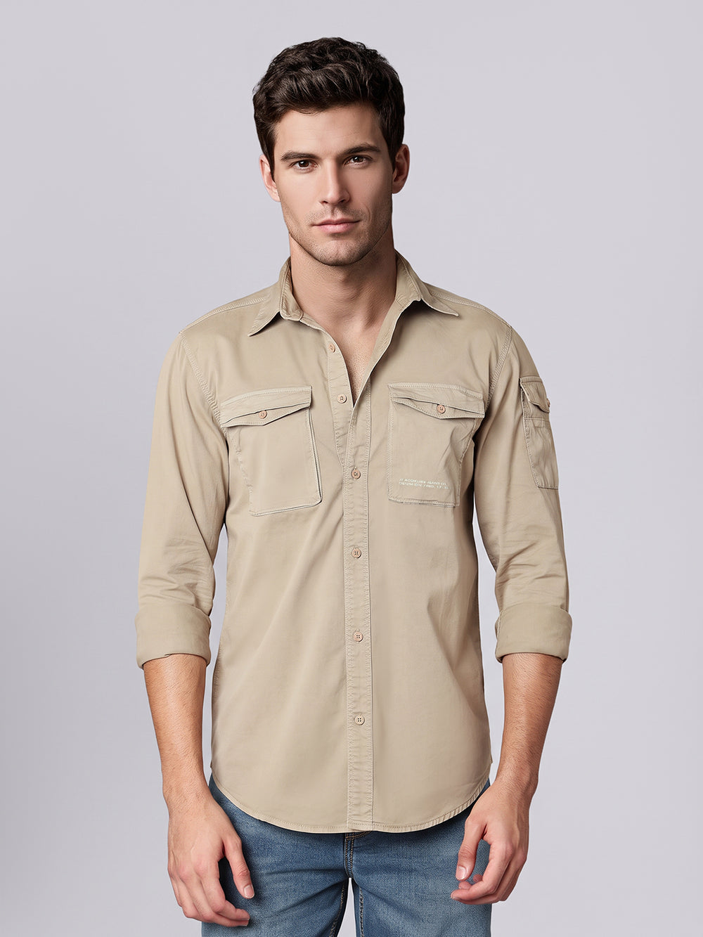 Sand Full Sleeve Cargo Shirt