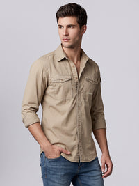 Sand Full Sleeve Cargo Shirt