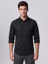 Jet Black Full Sleeve Cargo Shirt