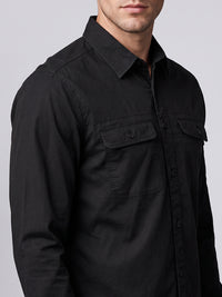 Jet Black Full Sleeve Cargo Shirt