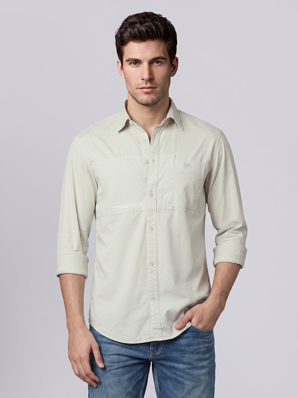 Stone Full Sleeve Cargo Shirt