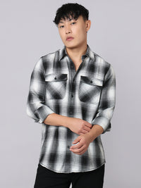 Black White Relax Slim Check Shirt