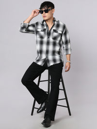 Black White Relax Slim Check Shirt