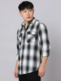 Black White Relax Slim Check Shirt
