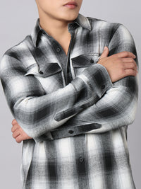 Black White Relax Slim Check Shirt