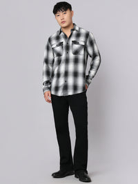 Black White Relax Slim Check Shirt