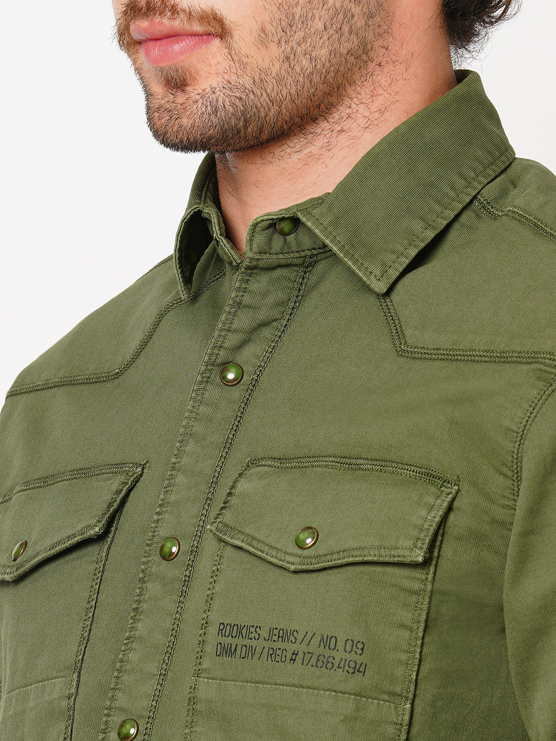 Olive Full Sleeve Solid Shacket Shirt (Shacket Regular)