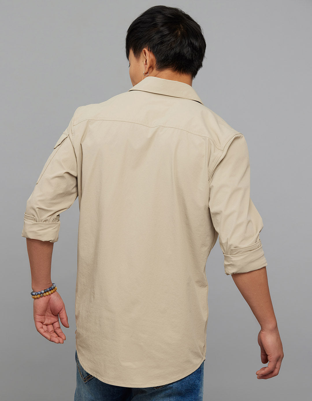 Light Khaki Full Sleeves Cargo Shirt 