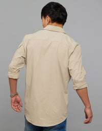 Light Khaki Full Sleeves Cargo Shirt 