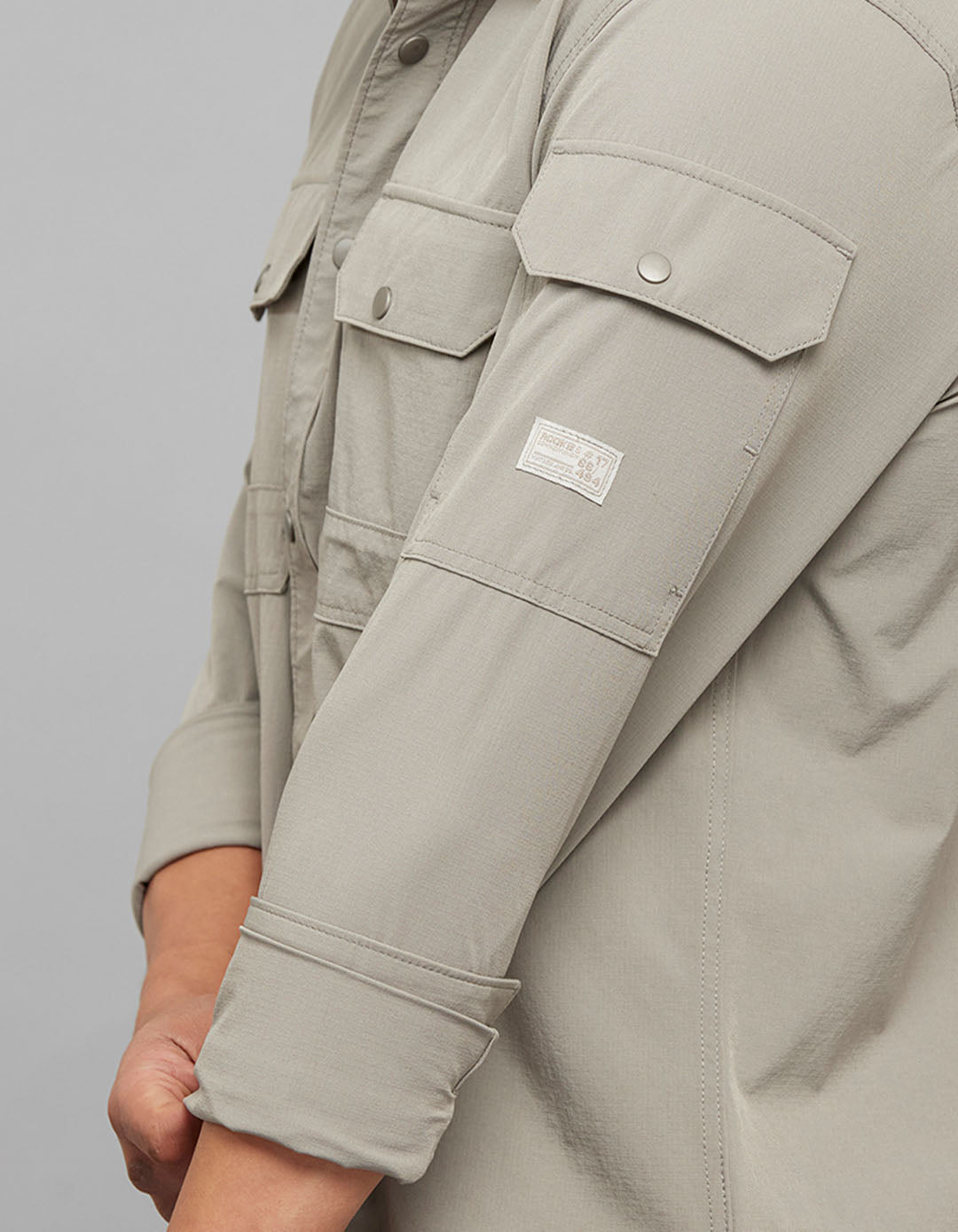 Light Grey Full Sleeves Cargo Shirt 