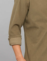 Olive Full Sleeves Button Front Closure Shacket 
